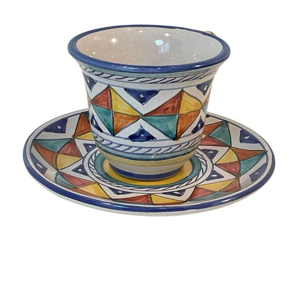 Sberna STARBUCKS Espresso Coffee Cup Saucer Demitasse Handpainted Deruta ITALY - Picture 6 of 11